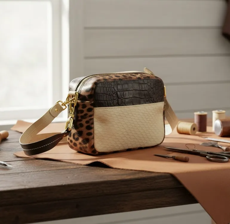 Cartera tipo Chanel de cuero artesanal hecha a mano